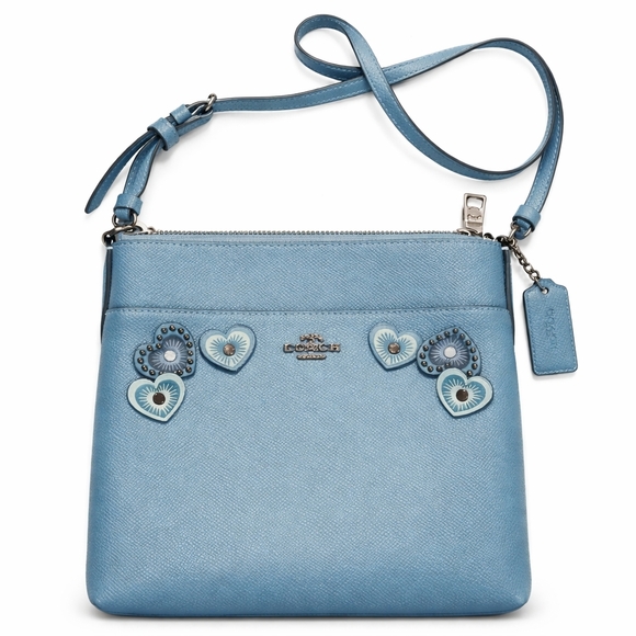 Coach Handbags - Coach Robin’s Egg Blue Crossbody w/ Heart Appliqué – Gunmetal HW – NWOT